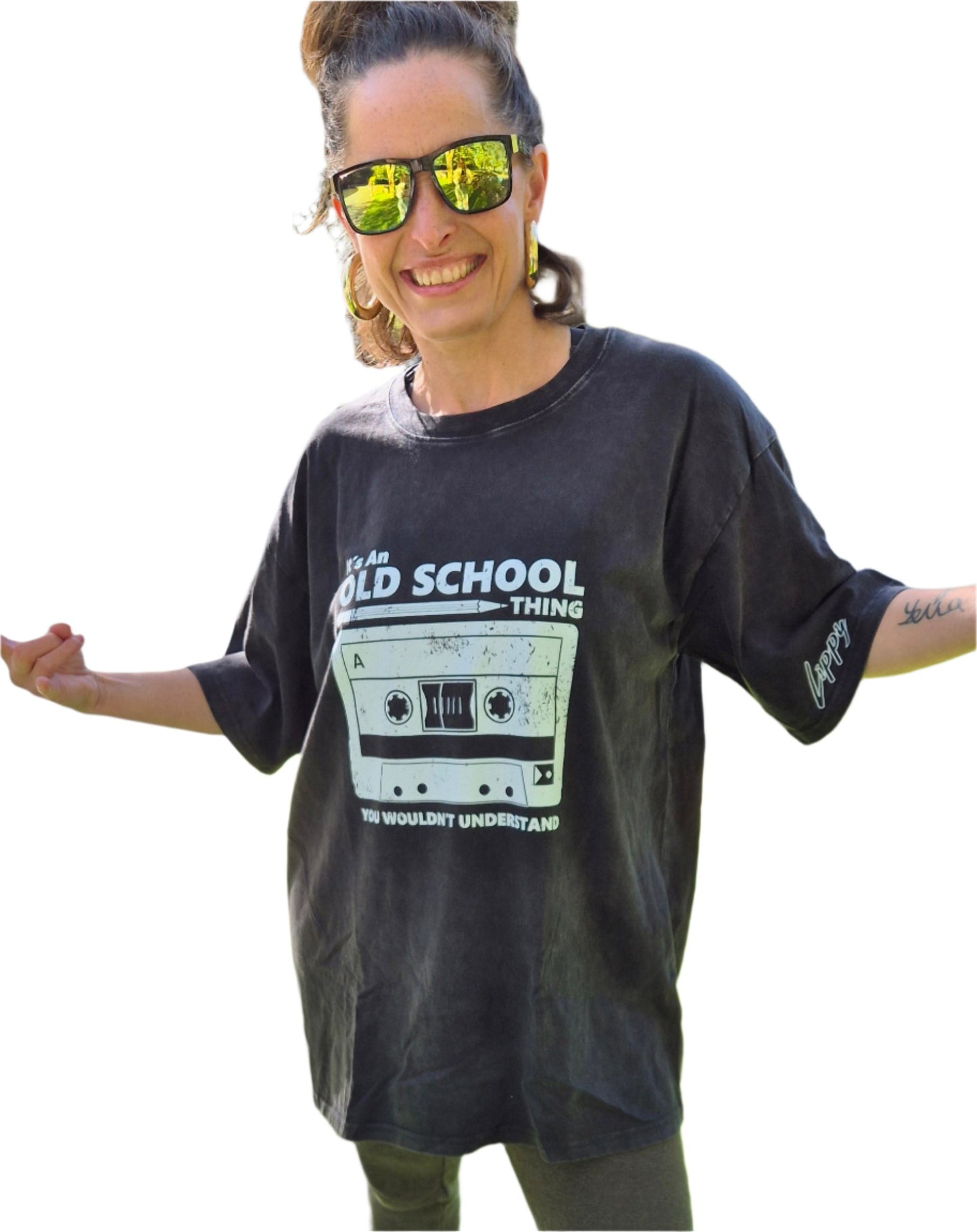 'It's an Old School Thing' Adults Acidwash Oversize T-Shirt