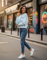 Reloved Tied dye Crop-Top - Blue/White