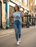 Reloved Pastel Tie dye Tee - Black/White/Blue